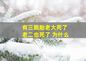 有三胞胎老大死了 老二也死了 为什么